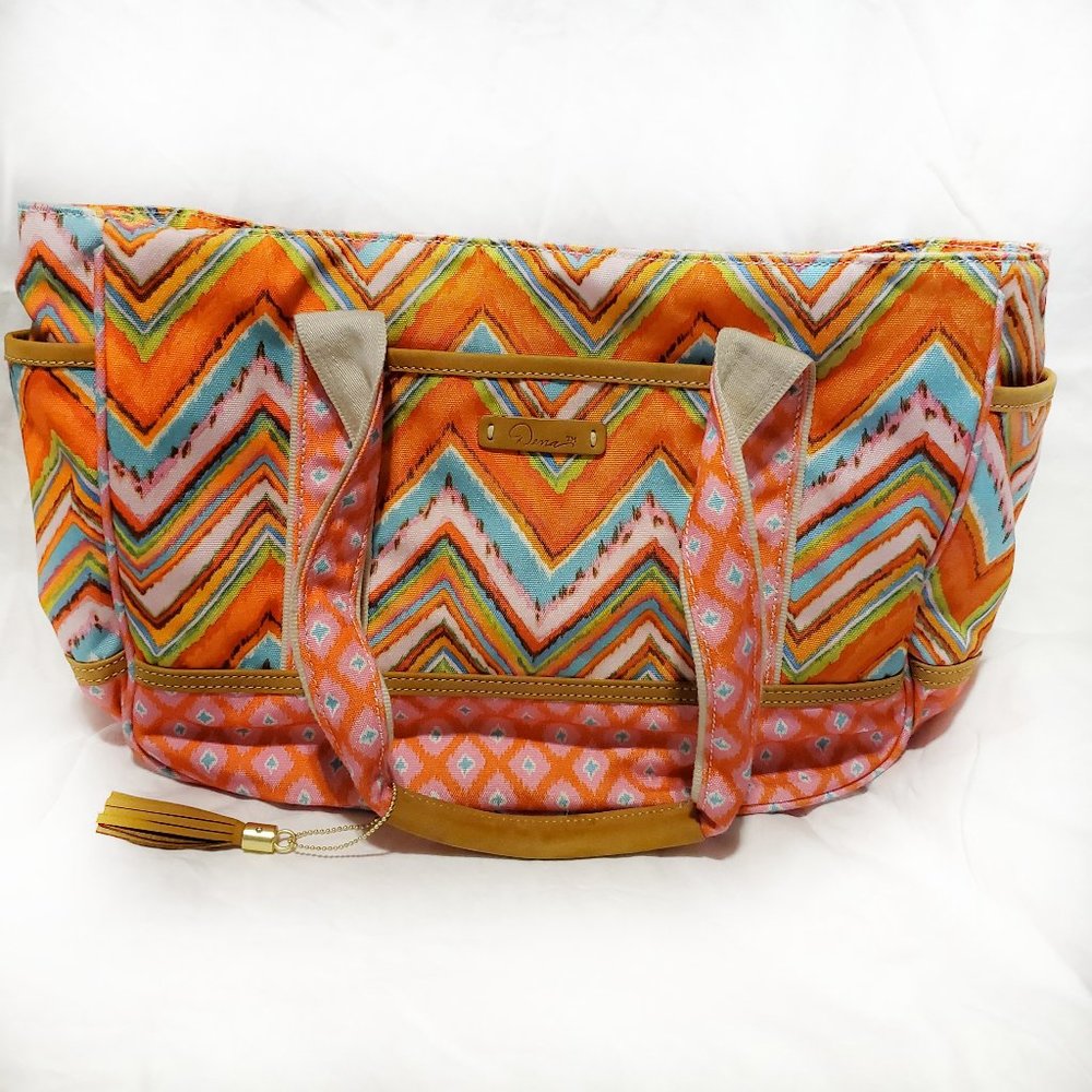 4/$20 Dena Boho Pink/Orange Canvas Shoulder Bad